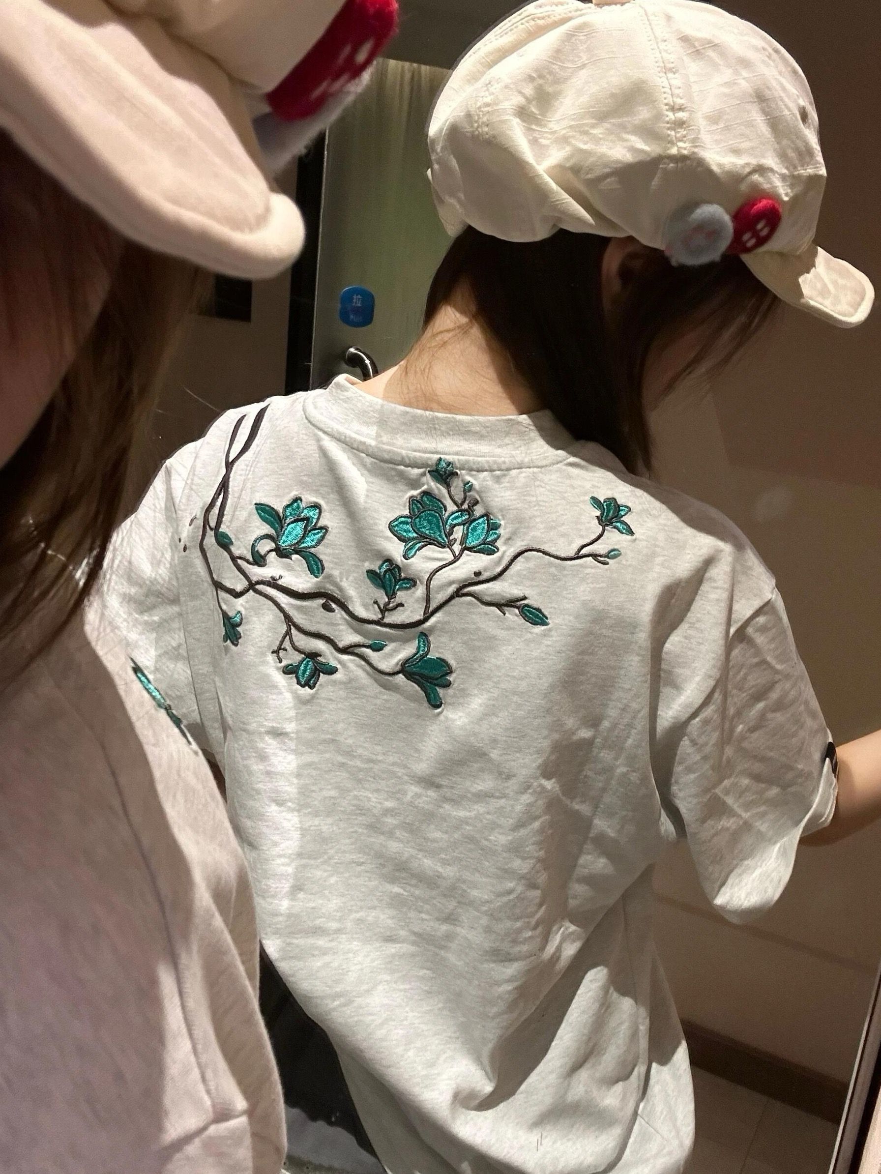 Unique Floral Embroidered Short Sleeve T-Shirt for Women - Retro High-End Summer Tee with Distinctive Shoulder Design Unique Floral Embroidered Short Sleeve T-Shirt for Women - Retro High-End Summer Tee with Distinctive Shoulder Design