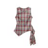 Unique Red Plaid Vest for Women - Sleeveless Summer Top with Ribbon Design, Stylish and Chic Fashion Essential