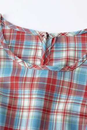 Unique Red Plaid Vest for Women - Sleeveless Summer Top with Ribbon Design, Stylish and Chic Fashion Essential
