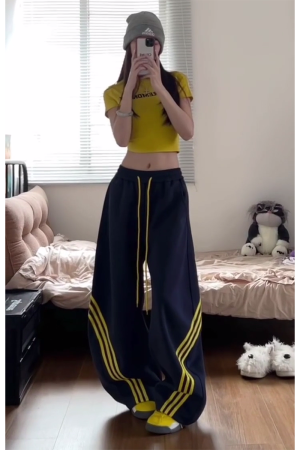 Unisex American Retro Color-Blocking Wide-Leg Cargo Pants - 90s Inspired, Spring 2025 Loose Casual Sportswear