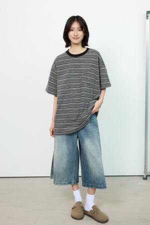 Unisex American Retro Striped Short Sleeve T-Shirt with Round Neck and Cutout Pocket Design - Y2K Style Fashion Top