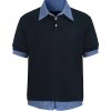 Unisex American-Style Plaid Polo Shirt - Spliced Faux Two-Piece, Loose Casual Short Sleeve for Summer Trend