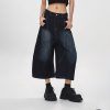 Unisex American Wash Denim Capris - Summer Loose Wide-Leg Pants for Men and Women - Unique 90s Style