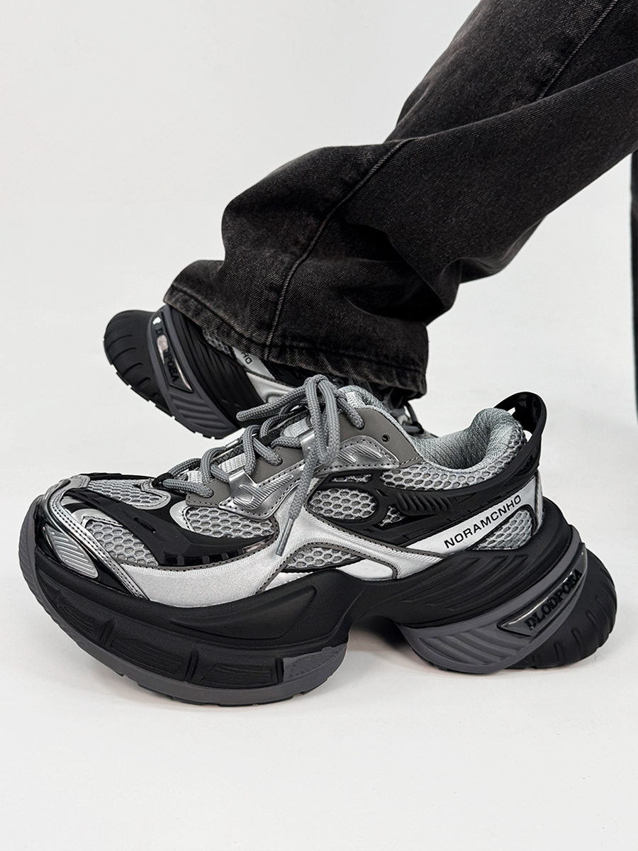 Unisex Black Scorpio Dad Shoes - Retro Thick-Soled Height-Increasing Sports Sneakers, Warrior Mecha Style, Trendy National Design Unisex Black Scorpio Dad Shoes - Retro Thick-Soled Height-Increasing Sports Sneakers, Warrior Mecha Style, Trendy National Design