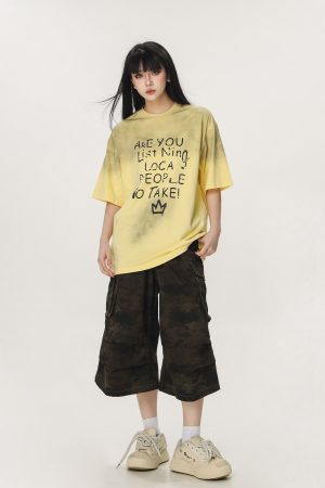 Unisex Camouflage Seven-Point Pants - Casual Workwear, Summer Loose Straight-Cut Shorts for Men and Women, 90s Inspired
