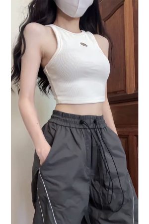 Unisex Cargo Pants, Loose Fit Draping Parachute Style, Floor-Length Quick-Dry Jazz Dance Casual Pants for Petite Individuals