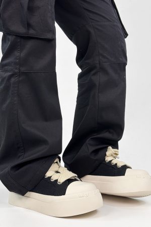 Unisex High Street Thick-Soled Canvas Shoes - Breathable Black & White Platform Sneakers for Height Increase - Versatile Big-Toe Sports Wedges