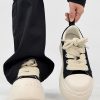 Unisex High Street Thick-Soled Canvas Shoes - Breathable Black & White Platform Sneakers for Height Increase - Versatile Big-Toe Sports Wedges