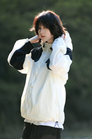 Unisex Japanese-Style Color-Blocking Lightweight Sun Protection Jacket - Breathable Retro Outdoor UV Shield for Summer