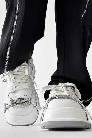 Unisex Lace-Up Casual Sneakers with Square Toe in Black and White - Trendy National Style Sports Shoes for Couples