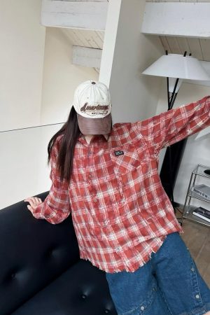 Unisex Long Sleeve Tie-Dye Plaid Shirt Jacket - Retro 90s Galaxy Soda High-End Lazy Style Trend