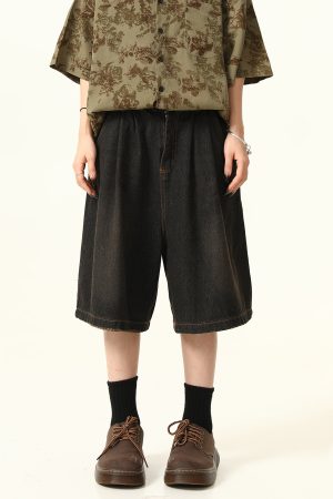 Unisex Retro American Denim Shorts - Loose Fit, Versatile Summer Five-Point Style, Trendy Streetwear for Couples