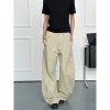 Unisex Retro American Work Pants with Big Pockets and Splicing Design - Casual Curved Knife Style for 90s Inspired Fashion