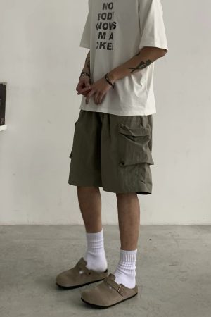 Unisex Retro Cargo Shorts - Japanese Style Summer Commuting Loose Straight Five-Point Pants for Outdoor Trend