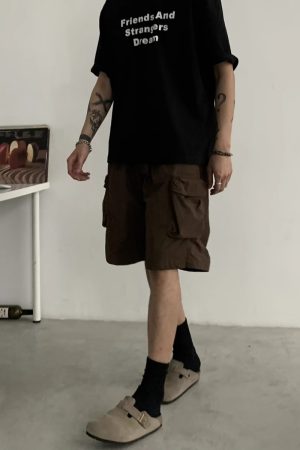 Unisex Retro Cargo Shorts - Japanese Style Summer Commuting Loose Straight Five-Point Pants for Outdoor Trend