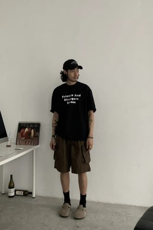 Unisex Retro Cargo Shorts - Japanese Style Summer Commuting Loose Straight Five-Point Pants for Outdoor Trend