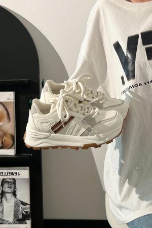 Unisex Retro Dad Shoes - Breathable Mesh Summer Sneakers for Couples - Versatile Soft-Soled White Footwear