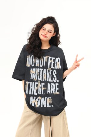 Unisex Retro Graffiti Letter Design Short-Sleeve T-Shirt - Summer Versatile Couple Tee, 90s American Street Style