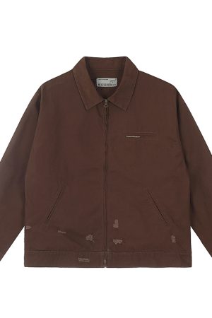 Unisex Ripped Western Style Jacket - Retro American Trendy Loose Short Workwear for Couples