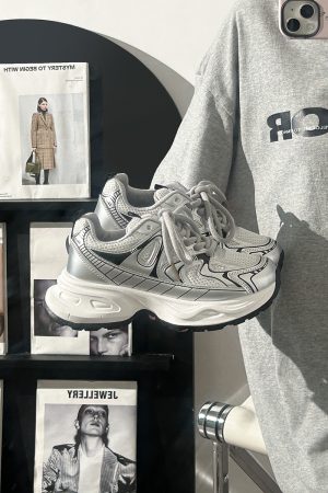 Unisex Silver Mesh Dad Shoes - Breathable Summer Sports Sneakers for Women - Versatile 2025 Style