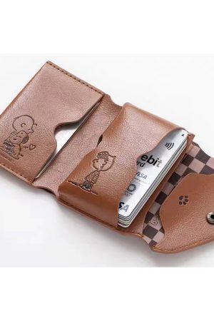 Unisex Snoopy Cartoon Coin Purse - Stylish Three-Fold PU Leather Wallet for Daily Use, Trendy and Functional