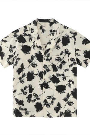 Unisex Summer Floral Cuban Collar Shirt - Retro Vintage Loose Fit Beachwear in Korean Style