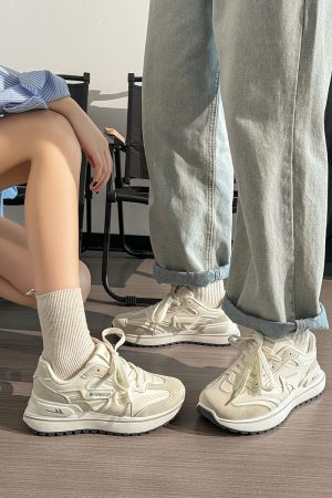 Unisex Summer Mesh Sneakers - Breathable Soft Sole White Sports Shoes, Versatile Dad Shoes for Casual and Active Wear