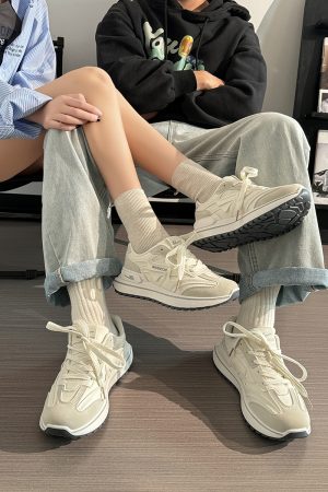 Unisex Summer Mesh Sneakers - Breathable Soft Sole White Sports Shoes, Versatile Dad Shoes for Casual and Active Wear