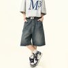 Unisex Wide-Leg Denim Shorts in Washed Blue - American Street Style Loose-Fit Summer Five-Point Pants for Casual Wear