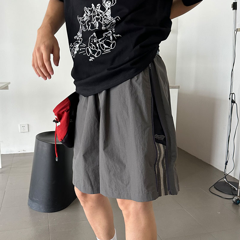 Unisex Zip Striped Nylon Casual Shorts - American Style Quick-Dry Breathable Loose-Fit Summer Five-Point Pants Unisex Zip Striped Nylon Casual Shorts - American Style Quick-Dry Breathable Loose-Fit Summer Five-Point Pants
