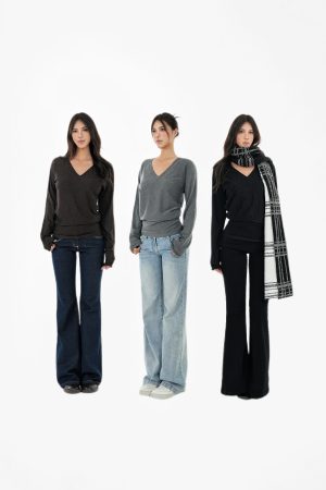 V-Neck Batwing Sleeve Knitted Wool Top - Cozy, Chic, Perfect for Layering, Fall Fashion Essential