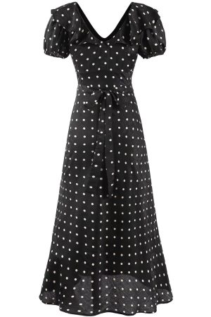 V-Neck Floral Maxi Dress for Women - Vintage 2025 Summer Vacation Style - Black - Elegant Anti-Aging Design