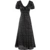 V-Neck Floral Maxi Dress for Women - Vintage 2025 Summer Vacation Style - Black - Elegant Anti-Aging Design