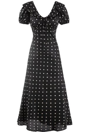 V-Neck Floral Maxi Dress for Women - Vintage 2025 Summer Vacation Style - Black - Elegant Anti-Aging Design