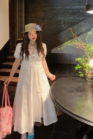 V-neck Lace Spliced Slit Dress for Women - Summer 2025 Unique Waist-Cinching Design, Trendy and Stylish