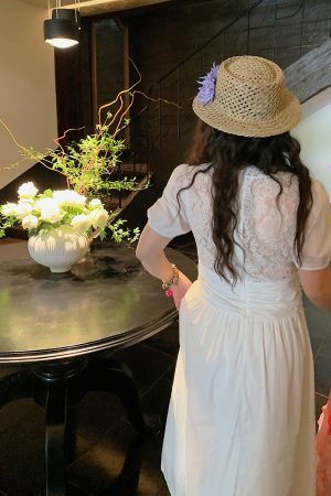 V-neck Lace Spliced Slit Dress for Women - Summer 2025 Unique Waist-Cinching Design, Trendy and Stylish