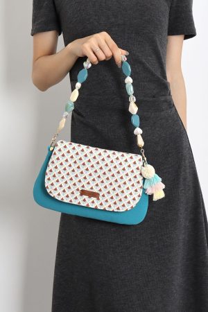 Vacation Tassel Beaded Underarm Crossbody Envelope Bag - Trendy Boho Style for Summer Outings