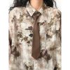 Versatile Brown Tie Melard Shirt - Portable Fashion Essential for Any Occasion, Perfect for Layering and Styling