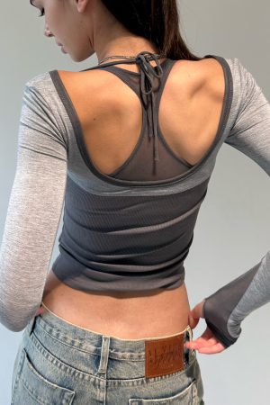 Versatile Layering T-Shirt with Three-Fabric Splicing â€“ Haute Couture Inspired Daily Wear for Chic Aesthetic