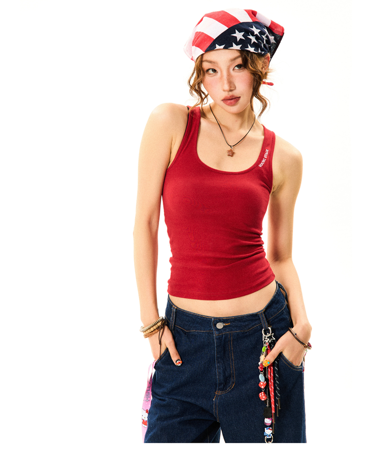 Versatile Red Camisole for Women - Vintage Slim Fit Summer Top - Basic Essential Fashion Piece Versatile Red Camisole for Women - Vintage Slim Fit Summer Top - Basic Essential Fashion Piece