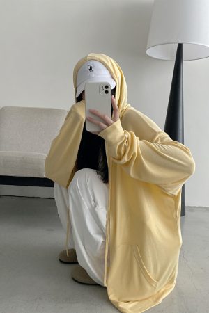 Versatile Slim Fit Loose Hooded Zip-Up Sweatshirt for Women - Cool Feeling Solid Color Sun Protection for Summer