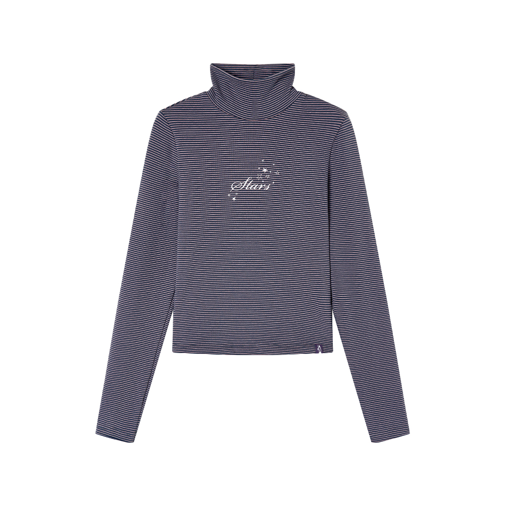 Versatile Striped High Neck Long Sleeve T-Shirt for Women - Autumn Winter Fashion Essential, Cozy Layering Top Versatile Striped High Neck Long Sleeve T-Shirt for Women - Autumn Winter Fashion Essential, Cozy Layering Top