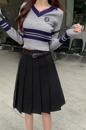 Versatile White High-Waisted Pleated A-Line Skirt for Women - Plus Size Mid-Length JK Style Over-the-Knee Half Skirt