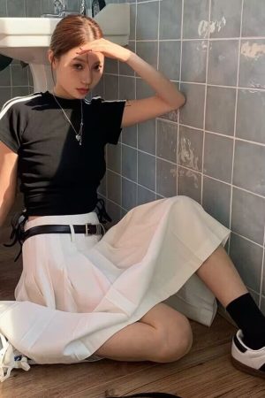 Versatile White High-Waisted Pleated A-Line Skirt for Women - Plus Size Mid-Length JK Style Over-the-Knee Half Skirt