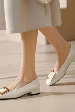 Versatile Women's Chunky Heel Shoes with Square Buckle, Square Toe Design - Fashionable Commuting Grandma Style Footwear