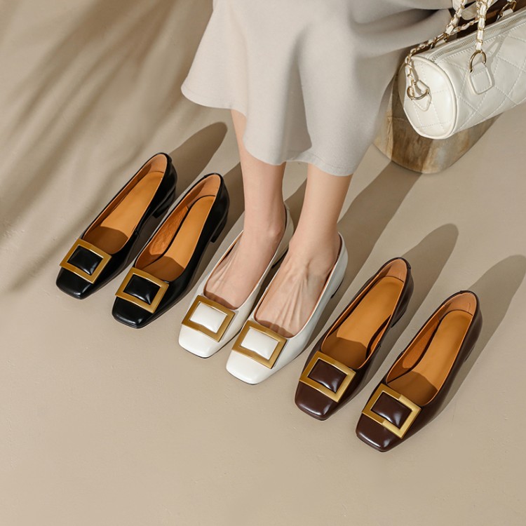 Versatile Women's Chunky Heel Shoes with Square Buckle, Square Toe Design - Fashionable Commuting Grandma Style Footwear Versatile Women's Chunky Heel Shoes with Square Buckle, Square Toe Design - Fashionable Commuting Grandma Style Footwear