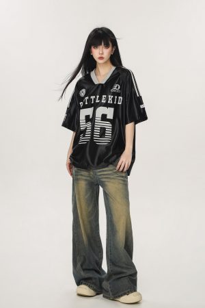 Vintage American Beer Team Captain Loose Short Sleeve T-Shirt for Women and Men - Trendy Summer Couple Jersey Top