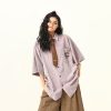 Vintage American Corduroy Shirt for Women - Summer Loose Casual Short Sleeve Top, Trendy Retro Style