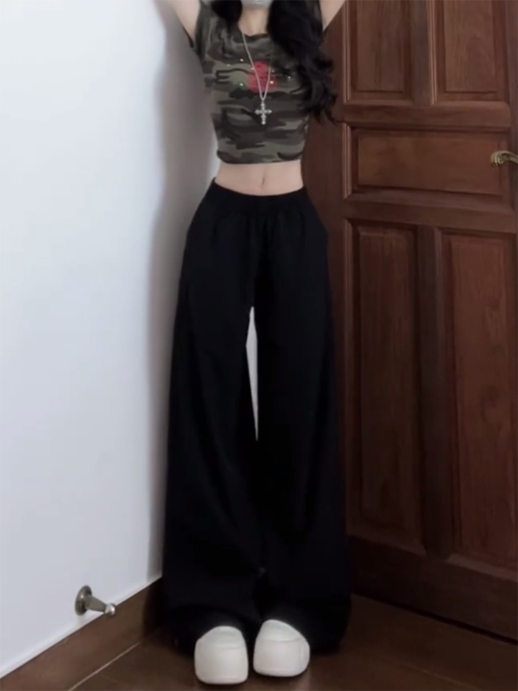 Vintage American Elastic Waist Cargo Pants for Women, Loose Straight Leg Parachute Trousers, Casual 90s Sports Style Floor-Length Pants Vintage American Elastic Waist Cargo Pants for Women, Loose Straight Leg Parachute Trousers, Casual 90s Sports Style Floor-Length Pants