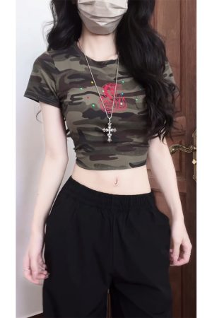 Vintage American Elastic Waist Cargo Pants for Women, Loose Straight Leg Parachute Trousers, Casual 90s Sports Style Floor-Length Pants